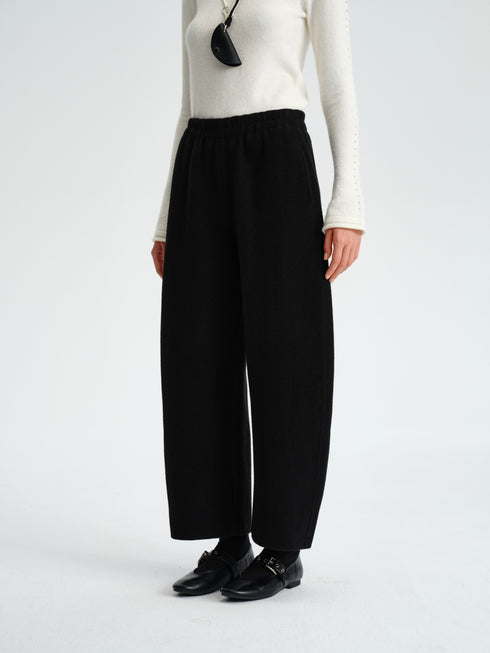 Wool Banana-Leg Cropped Pants
