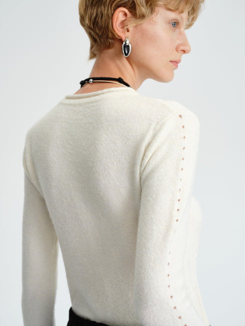 Textured Flare-Sleeve Knit Top
