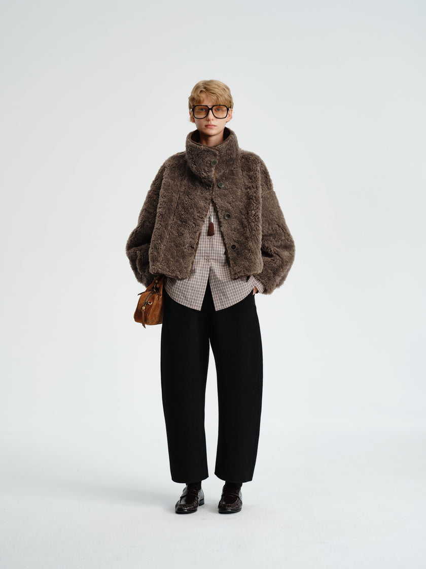 Pantalon court en laine à jambes banane