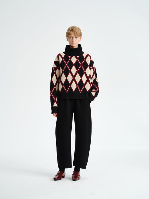 Argyle Wool Turtleneck