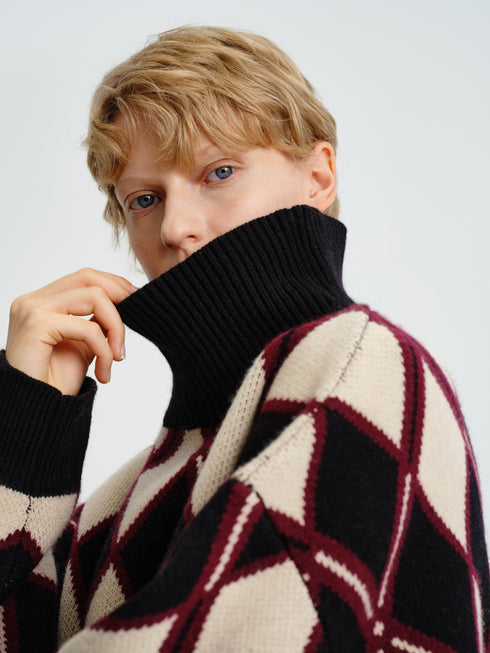 Argyle Wool Turtleneck