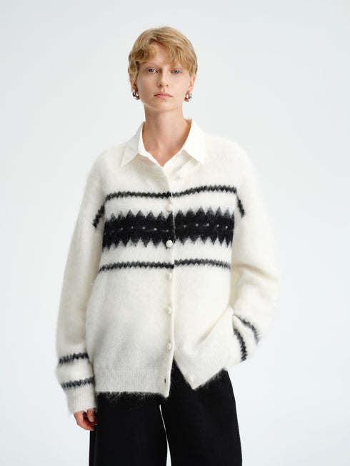 Fair Isle Mohair Wool Cardigan