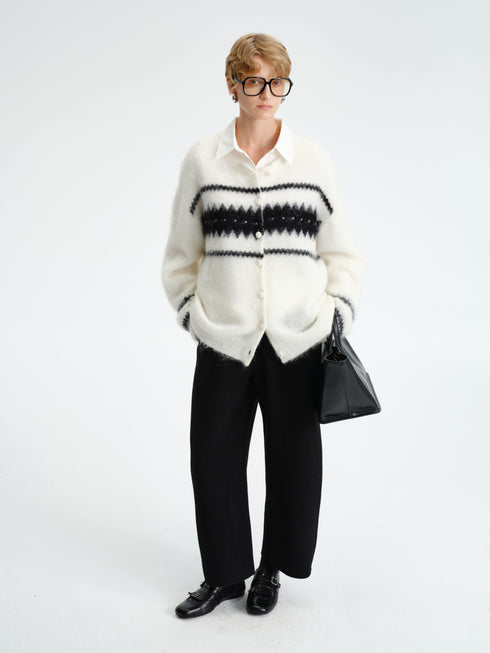 Fair Isle Mohair Wool Cardigan