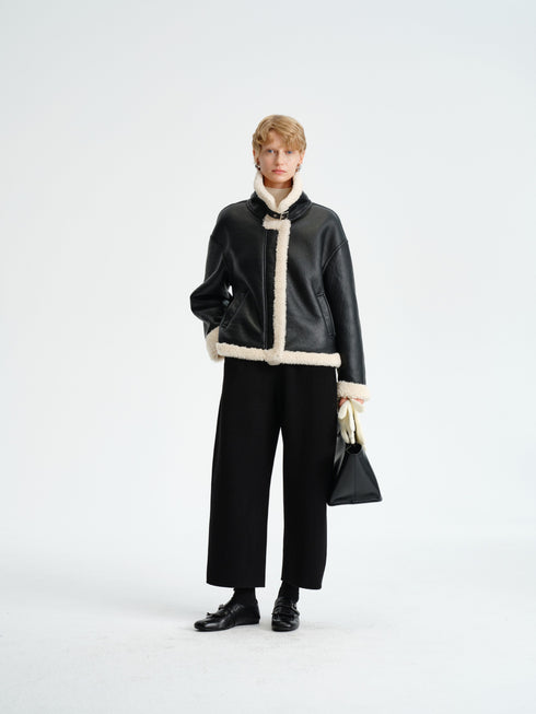 PU Leather & Wool Jacket