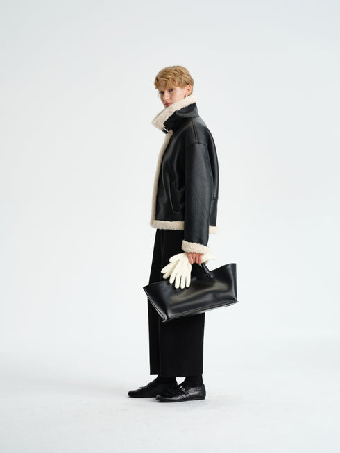 PU Leather & Wool Jacket