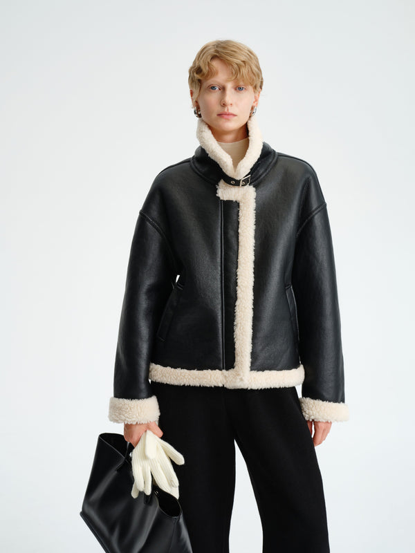 PU Leather & Wool Jacket