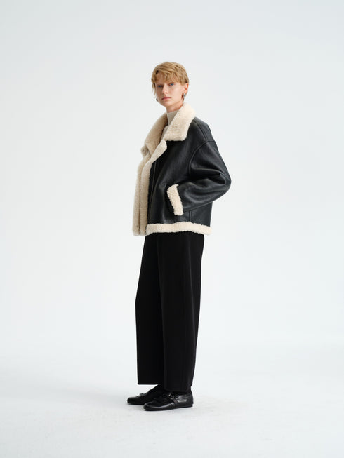 PU Leather & Wool Jacket