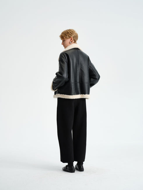 PU Leather & Wool Jacket