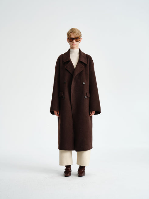 Double-Faced Wool–Camel Cape Coat