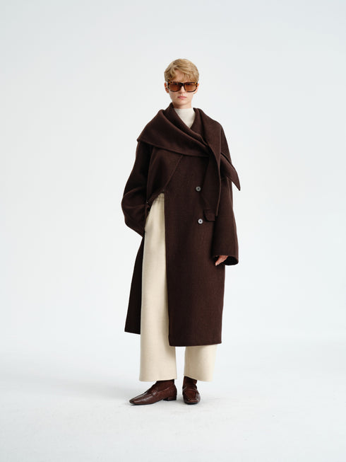 Double-Faced Wool–Camel Cape Coat