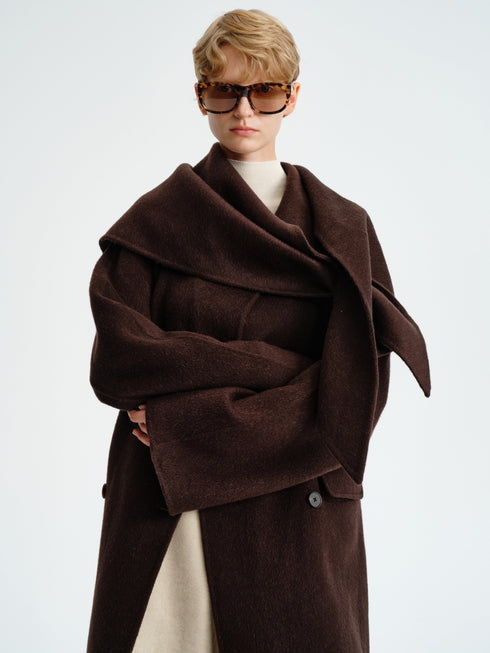 Double-Faced Wool–Camel Cape Coat