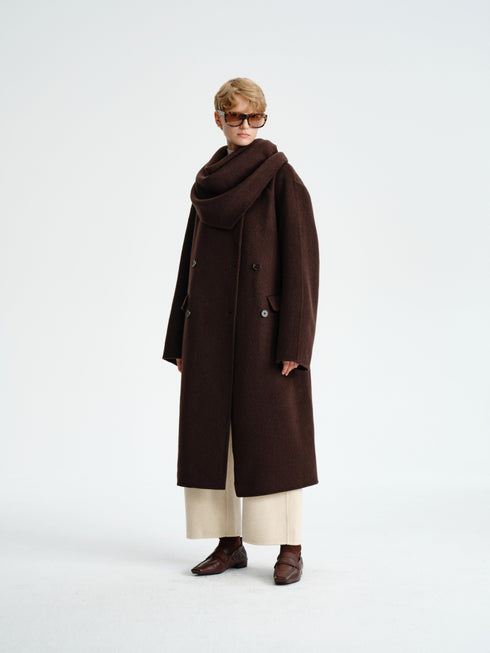 Double-Faced Wool–Camel Cape Coat