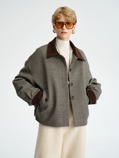 Houndstooth Short Down Jacket