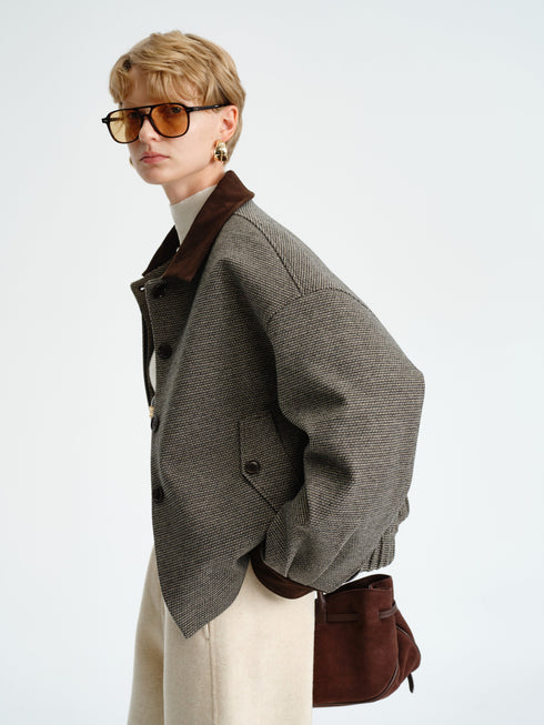 Houndstooth Short Down Jacket