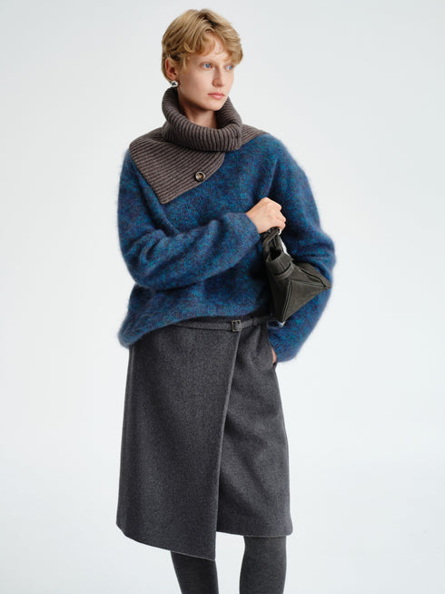 Asymmetric Wool-Blend Skirt