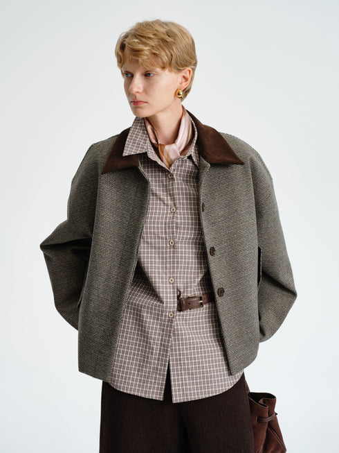 Houndstooth Short Down Jacket