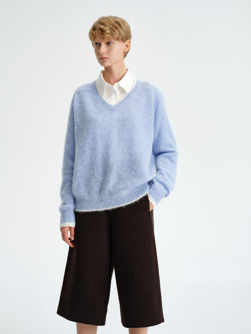 Contrast-Trim Mohair Wool Knit