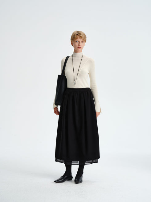 Layered Wool-Blend Skirt