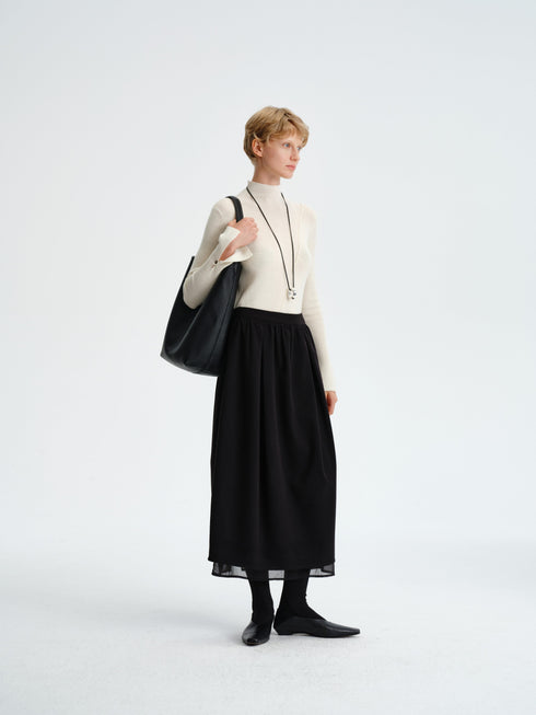 Layered Wool-Blend Skirt