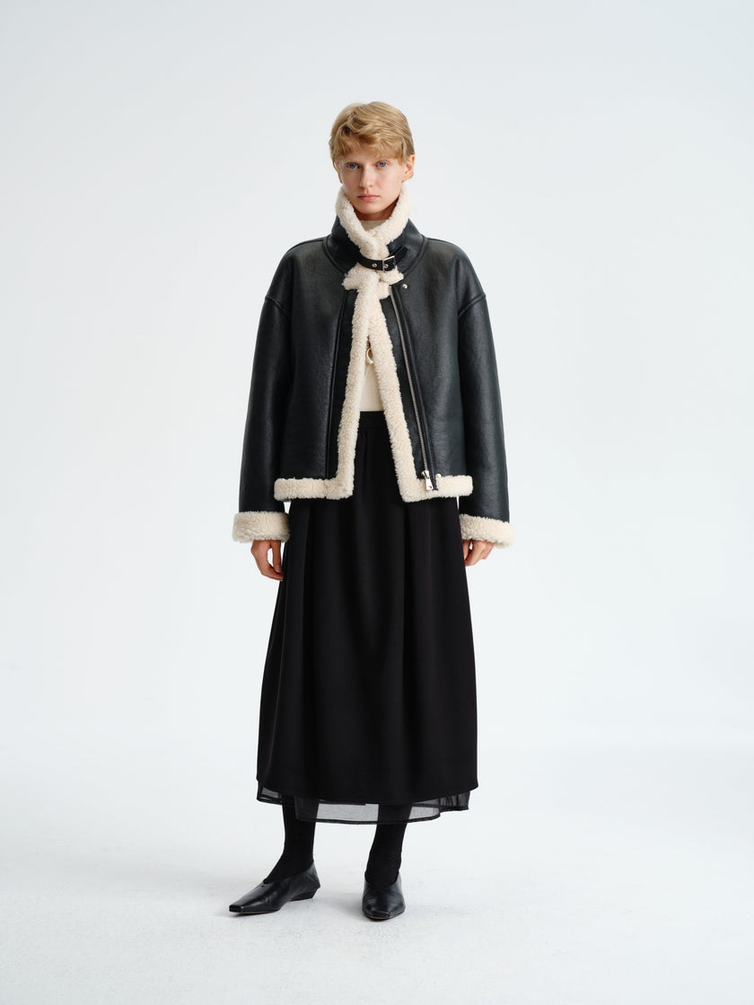 Jupe en mélange de laine à couches