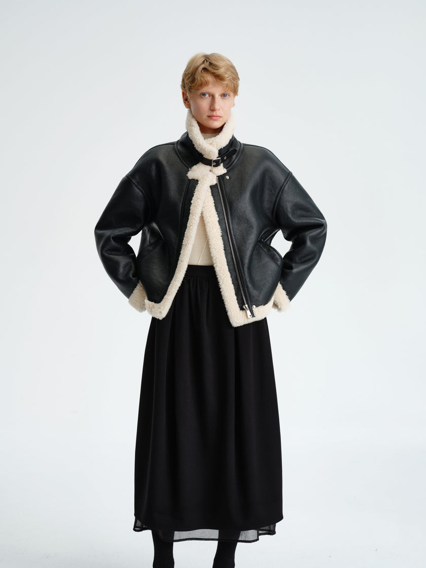 Jupe en mélange de laine à couches