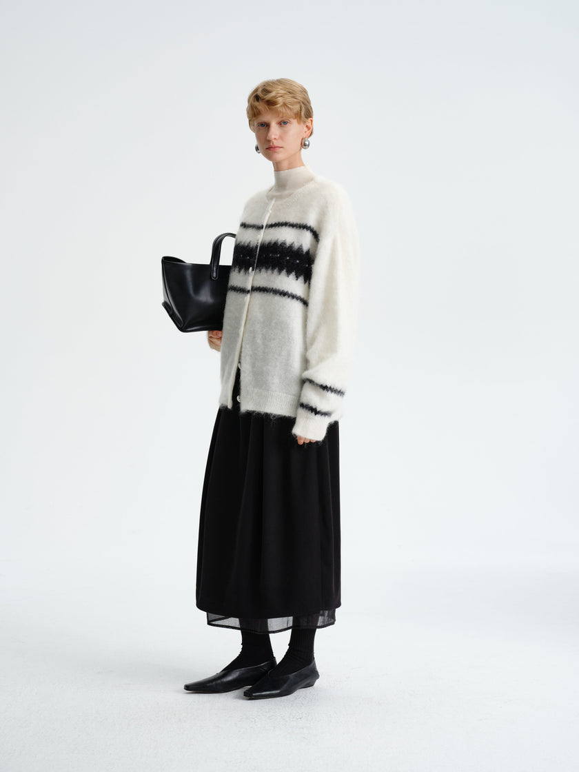 Jupe en mélange de laine à couches