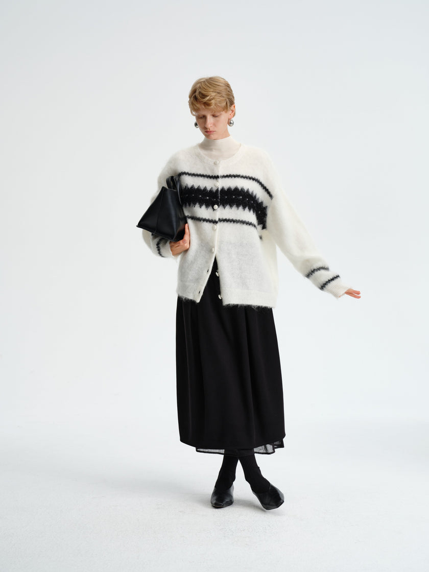 Jupe en mélange de laine à couches