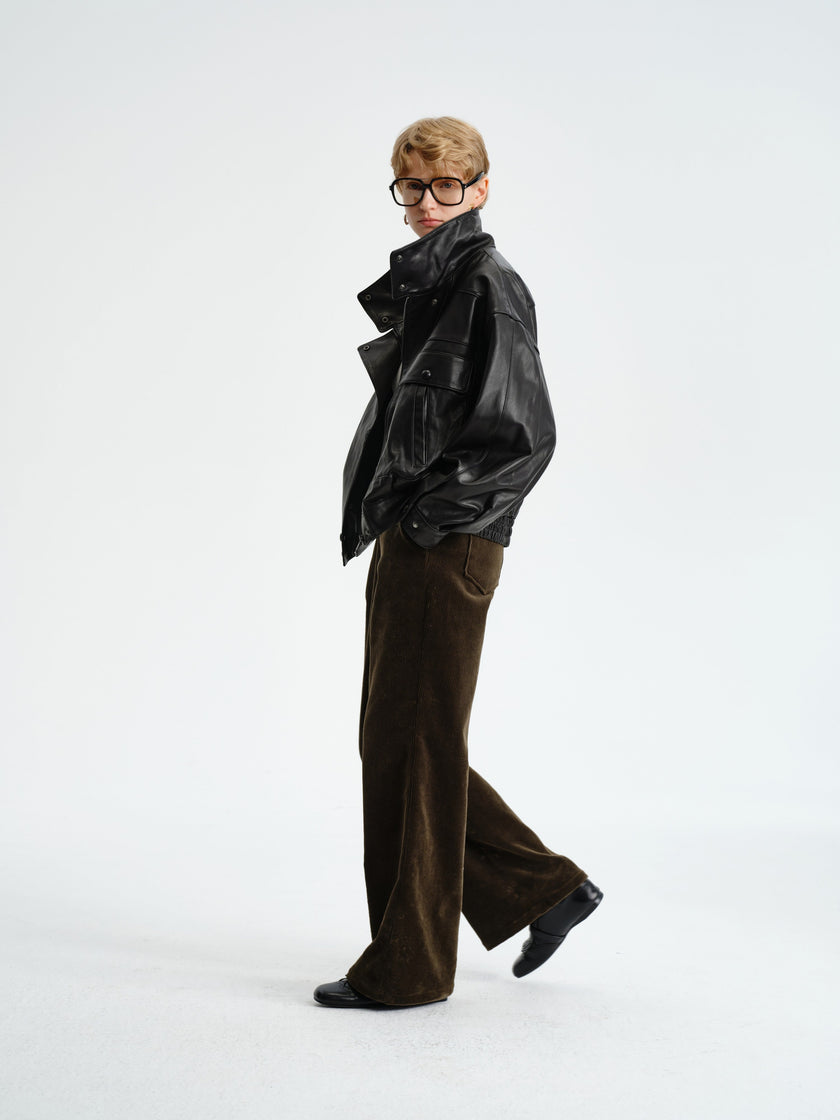 Pantalon droit en velours côtelé