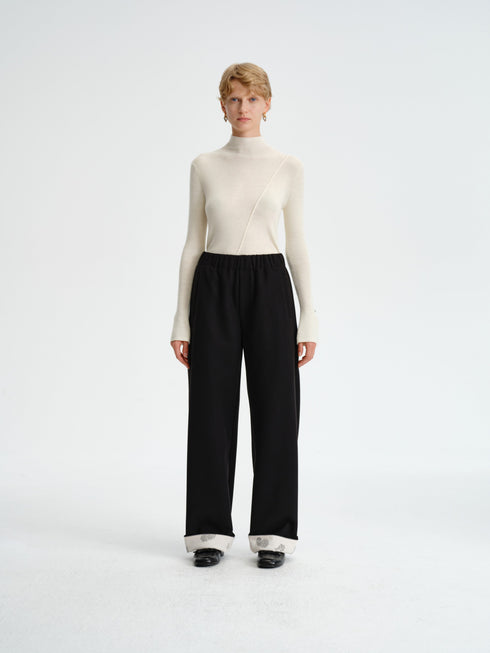 Paisley Wool-Blend Pants