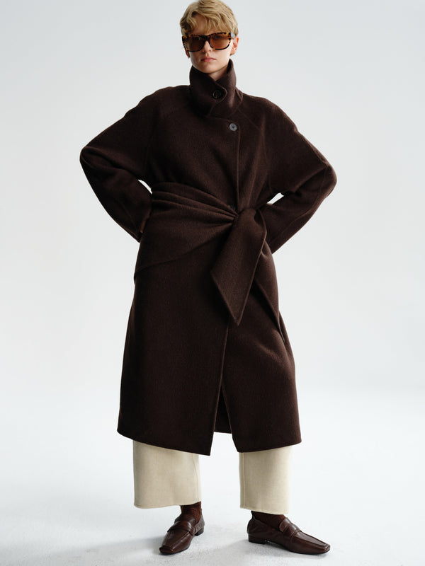 Double-Faced Wool–Camel Cape Coat