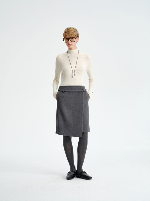 Asymmetric Wool-Blend Skirt