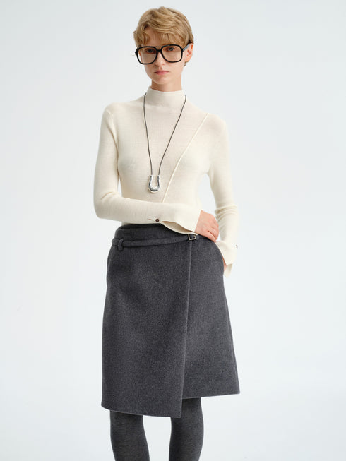 Asymmetric Wool-Blend Skirt
