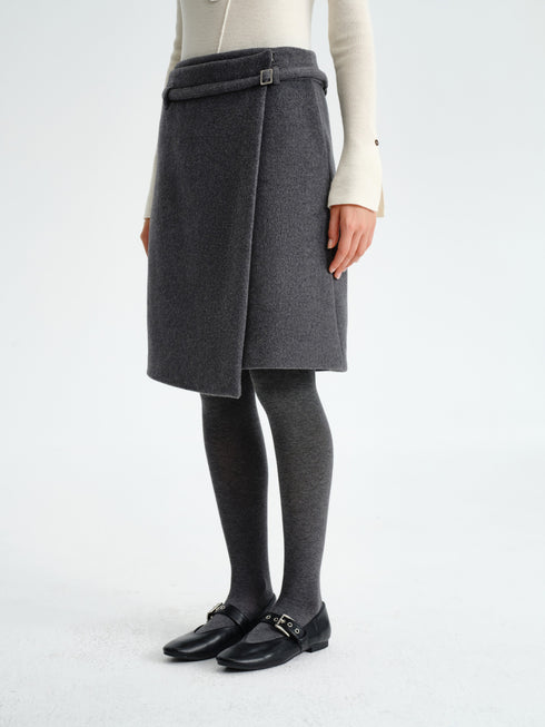 Asymmetric Wool-Blend Skirt