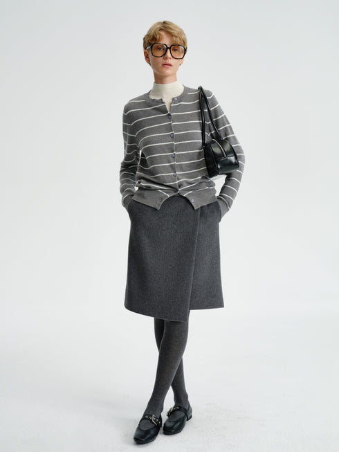 Asymmetric Wool-Blend Skirt