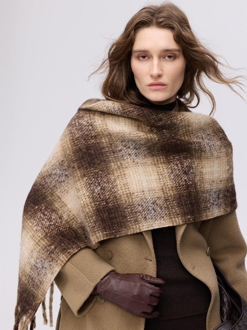 Manteau en laine camel à double boutonnage