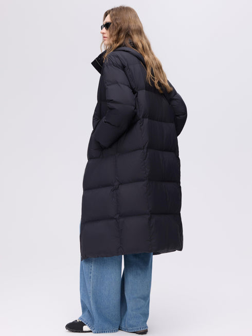 Manteau long en duvet à col montant