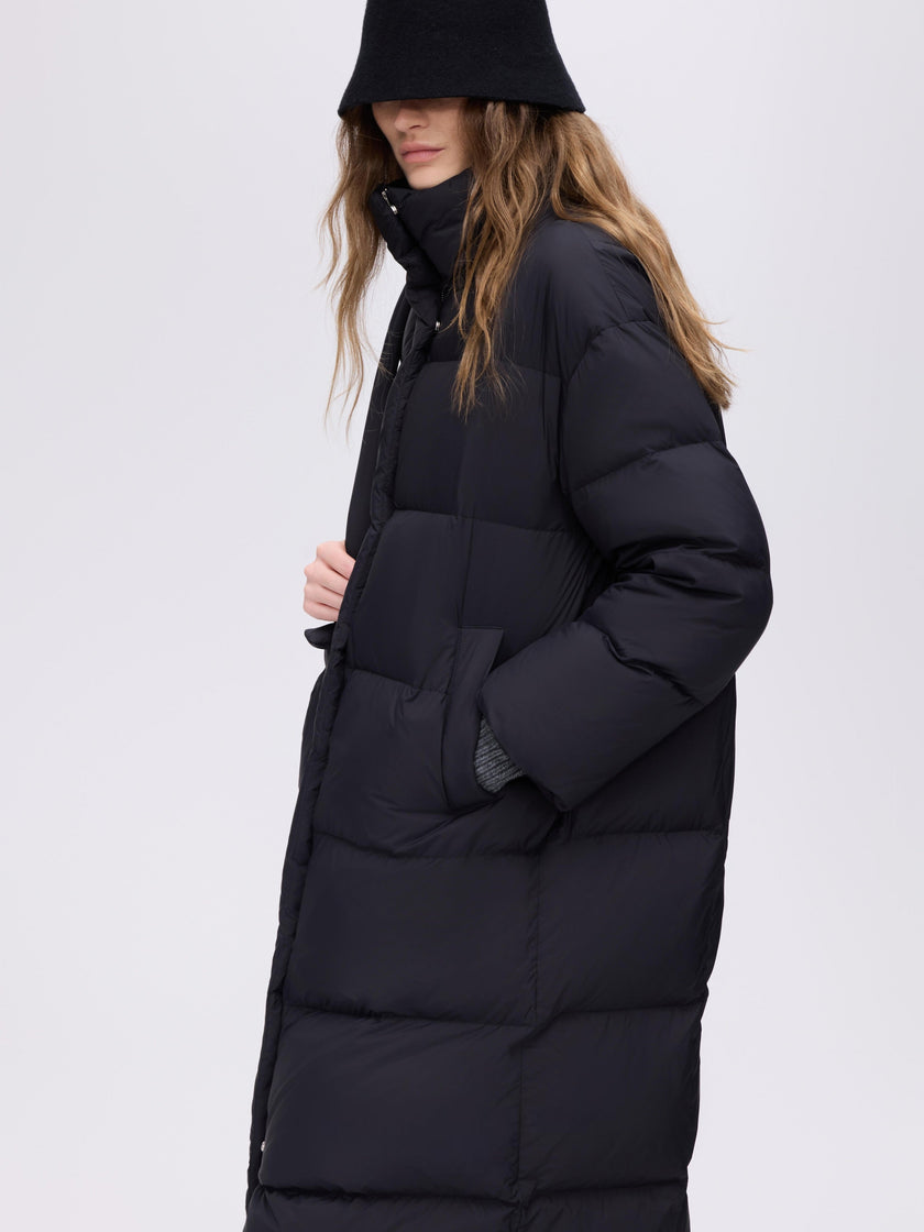 Manteau long en duvet à col montant