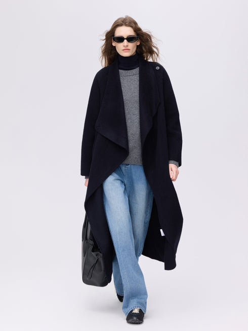 Asymétrique Manteau Enveloppant En Laine