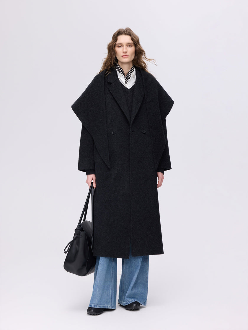 Structured Wool Scarf Coat