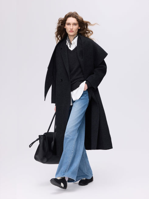 Structured Wool Scarf Coat