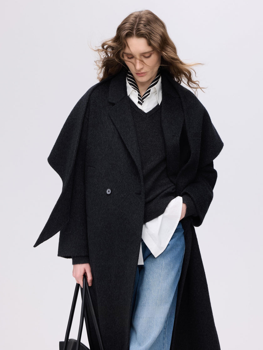 Structured Wool Scarf Coat