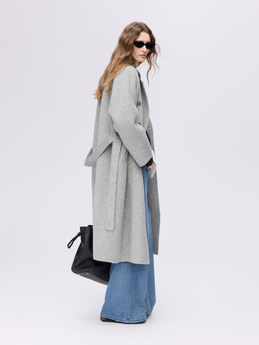 Manteau en laine camel à double boutonnage