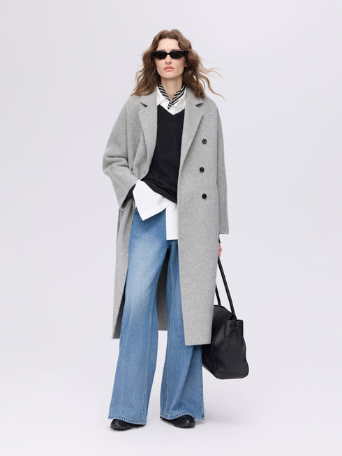 Manteau en laine camel à double boutonnage