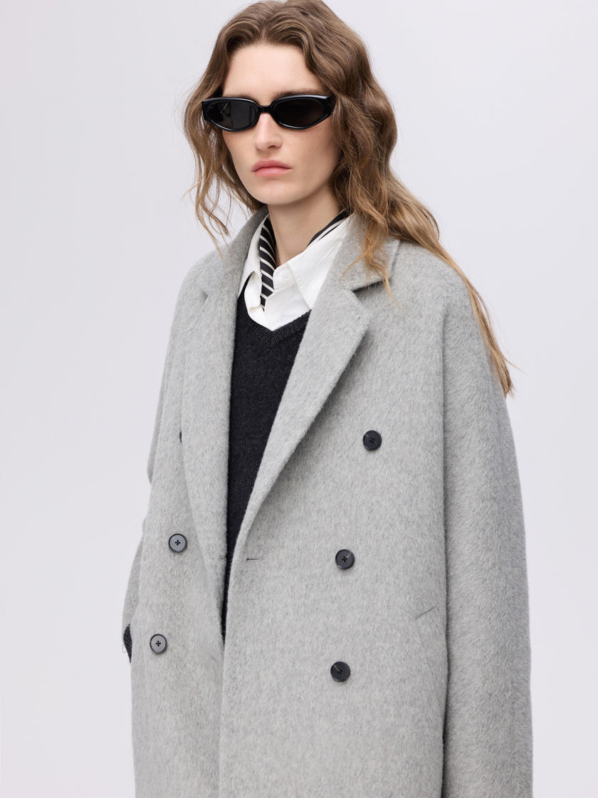 Manteau en laine camel à double boutonnage