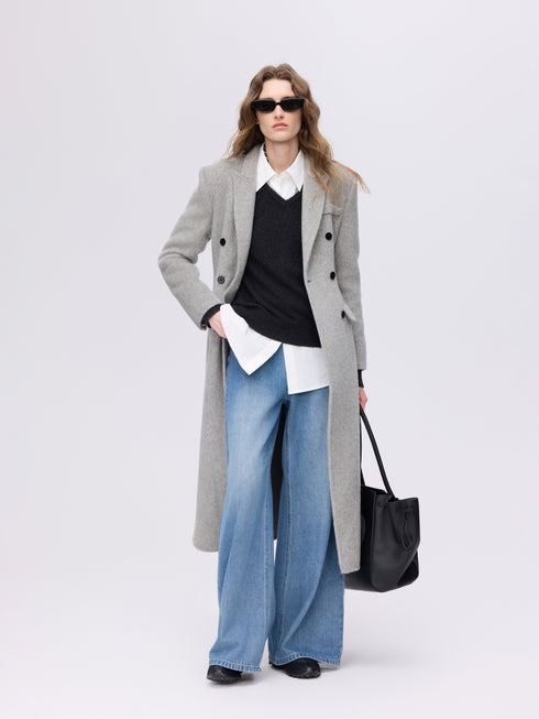 Manteau croisé en laine et alpaga