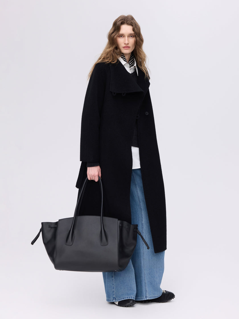 Wool Camel High-Neck Coat