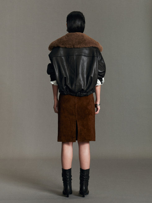 Neris Leather Down Bomber