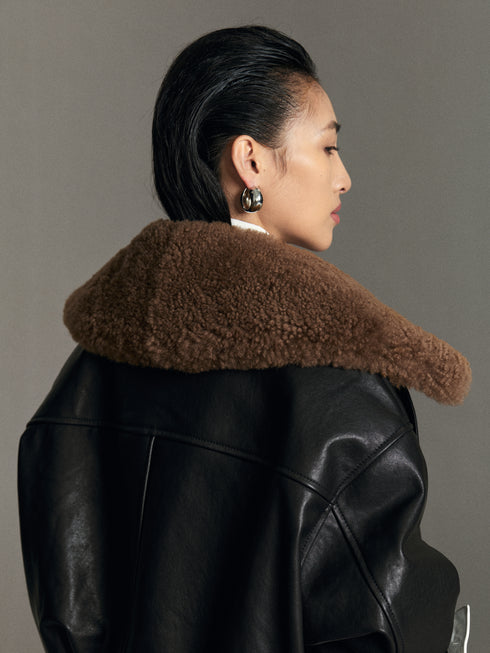 Neris Leather Down Bomber