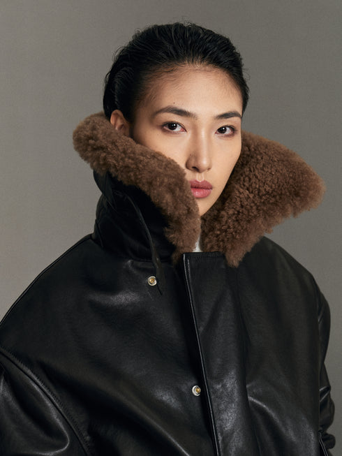 Neris Leather Down Bomber