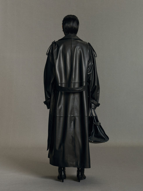 Liv Leather Trench Coat